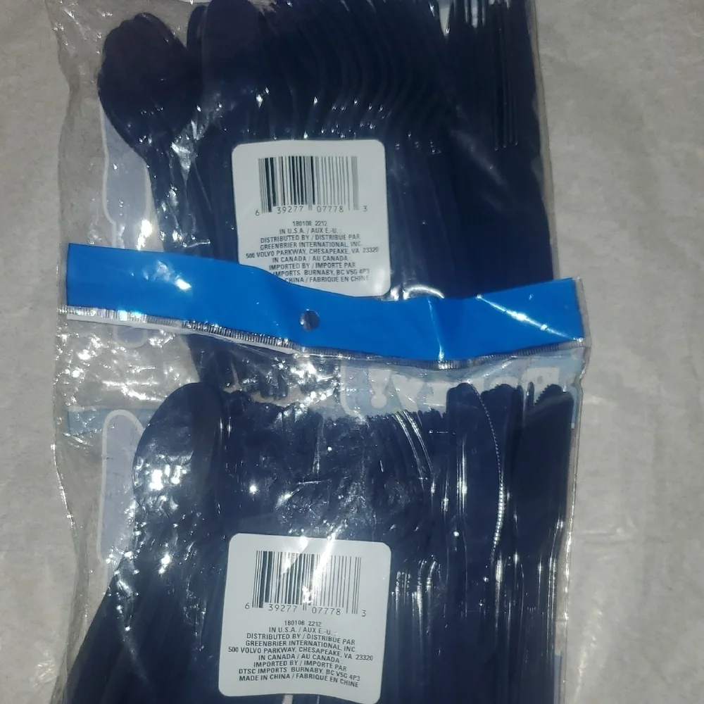 Heavy Duty Plastic Cutlery Set - Navy Blue-96 Total